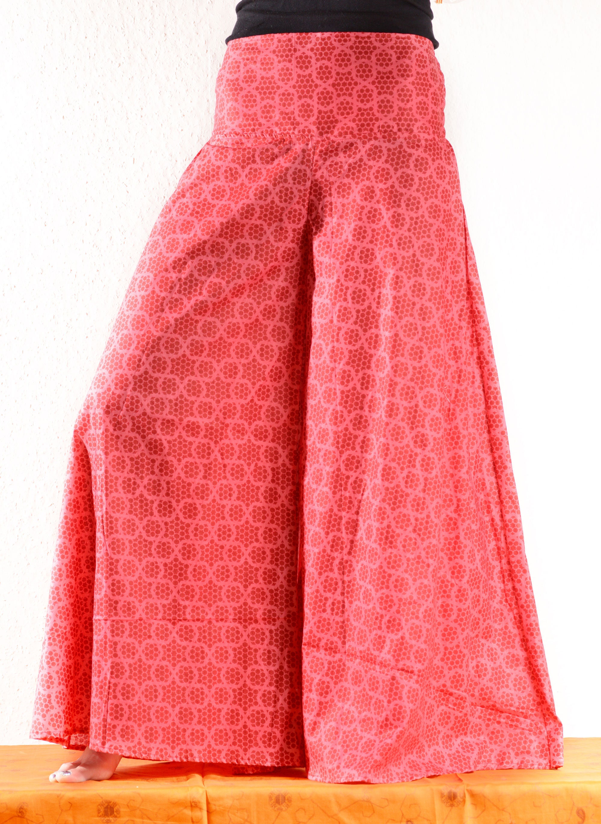 Image of Palazzo Trousers Extra Wide Leg Red Star Flares Hippy Hippie Boho Baggy Pants Harem Cotton Women's Festival Party Summer Rainbow Colourful