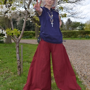 ORGANIC COTTON Palazzo Trousers, extra wide leg Hippy Harem Flares, festival, beach & party