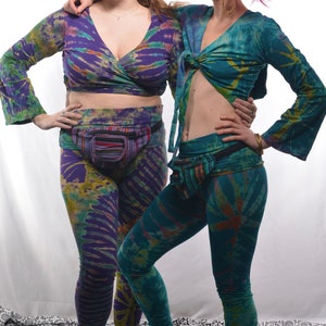 Leggings tie-dye coton lycra festival hippie Psy trance lutin femme unisexe image 1