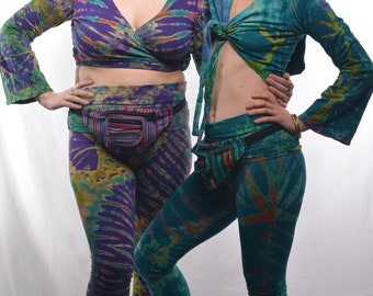 Batik Leggings Baumwolle Lycra Hippy Festival Psy Trance Pixie Damen Unisex