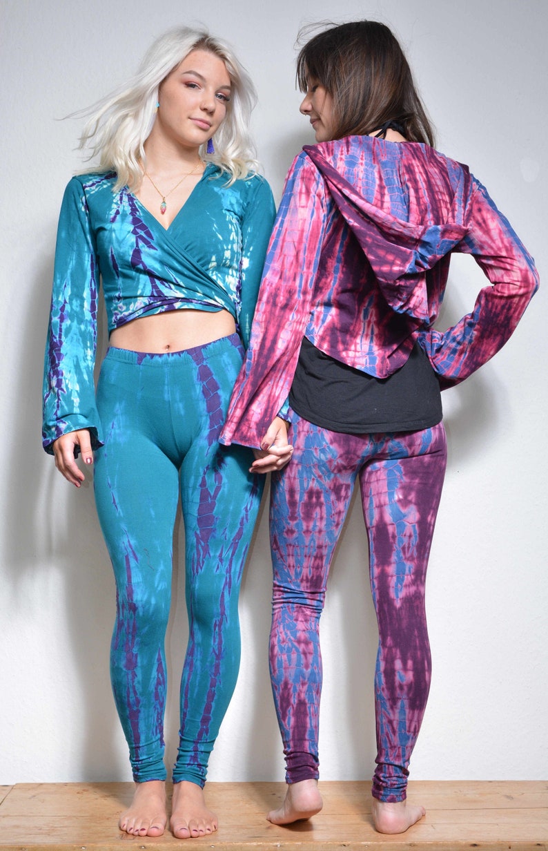 Leggings tie-dye coton lycra festival hippie Psy trance lutin femme unisexe image 9