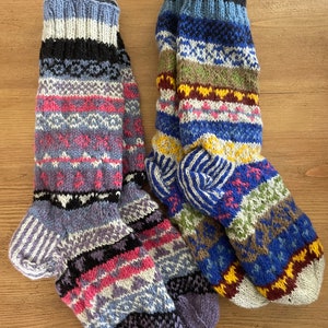 Nepalese Patterned Striped knitted wool slipper socks