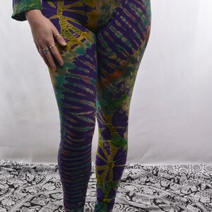 Leggings tie-dye coton lycra festival hippie Psy trance lutin femme unisexe Violet