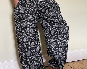 Winter paisley fleece Genie Trousers - Hippy Festival Harem Pants with pockets