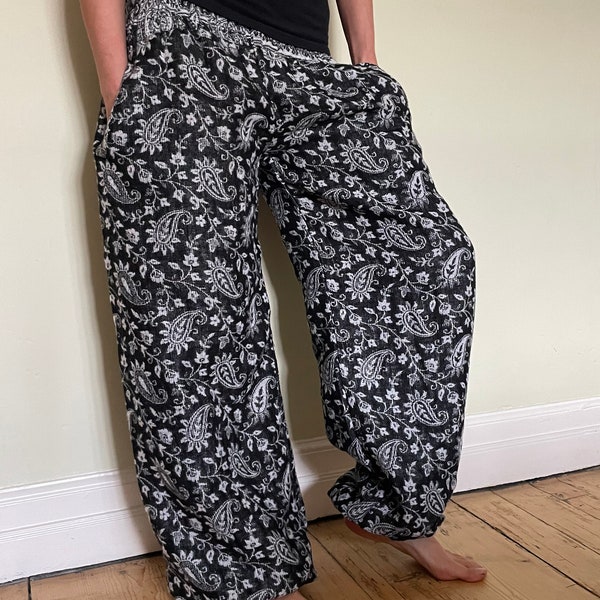 Winter paisley fleece Genie Trousers - Hippy Festival Harem Pants with pockets