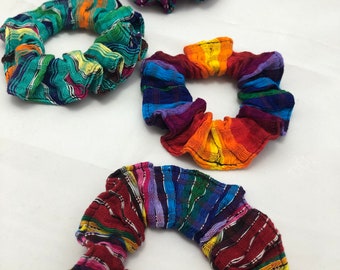 Scrunchy Hair band Guatemalan Folk Traditional handmade craft central America colourful rainbow