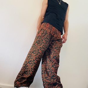 Winter paisley fleece Genie Trousers - Hippy Festival Harem Pants with pockets