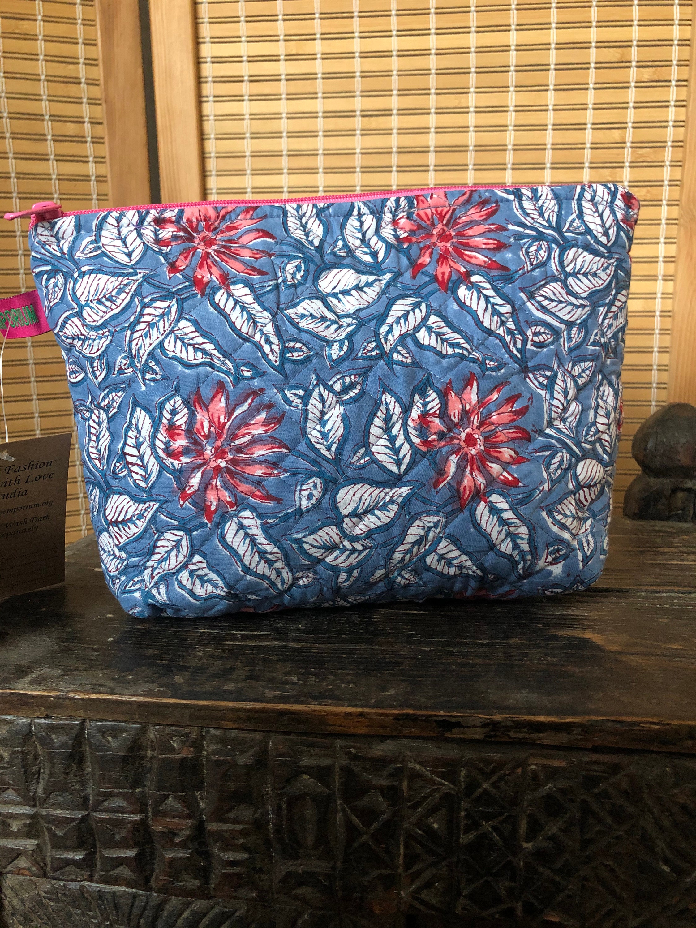 Indian Block Print Cotton Wash Bag for Bathroom Toiletries and - Etsy