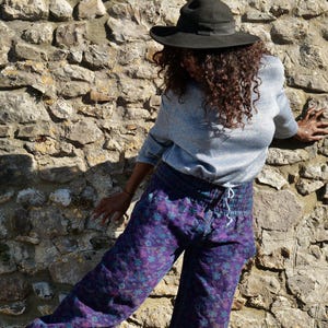 Winter paisley fleece Genie Trousers - Hippy Festival Harem Pants with pockets