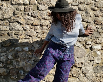 Winter paisley fleece Genie Trousers - Hippy Festival Harem Pants with pockets
