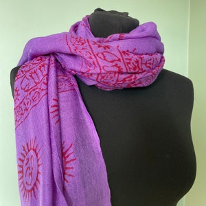 Shiva Diety Scarf or Sarong printed Rayon scarf sarong lightweight natural summer beach shawl