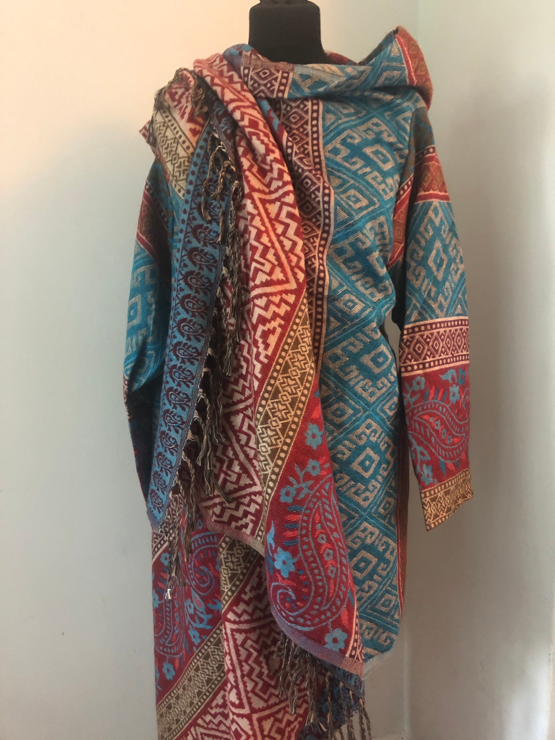 Women's Winter Wrap Jacket Geometric Abstract Pattern - Etsy UK