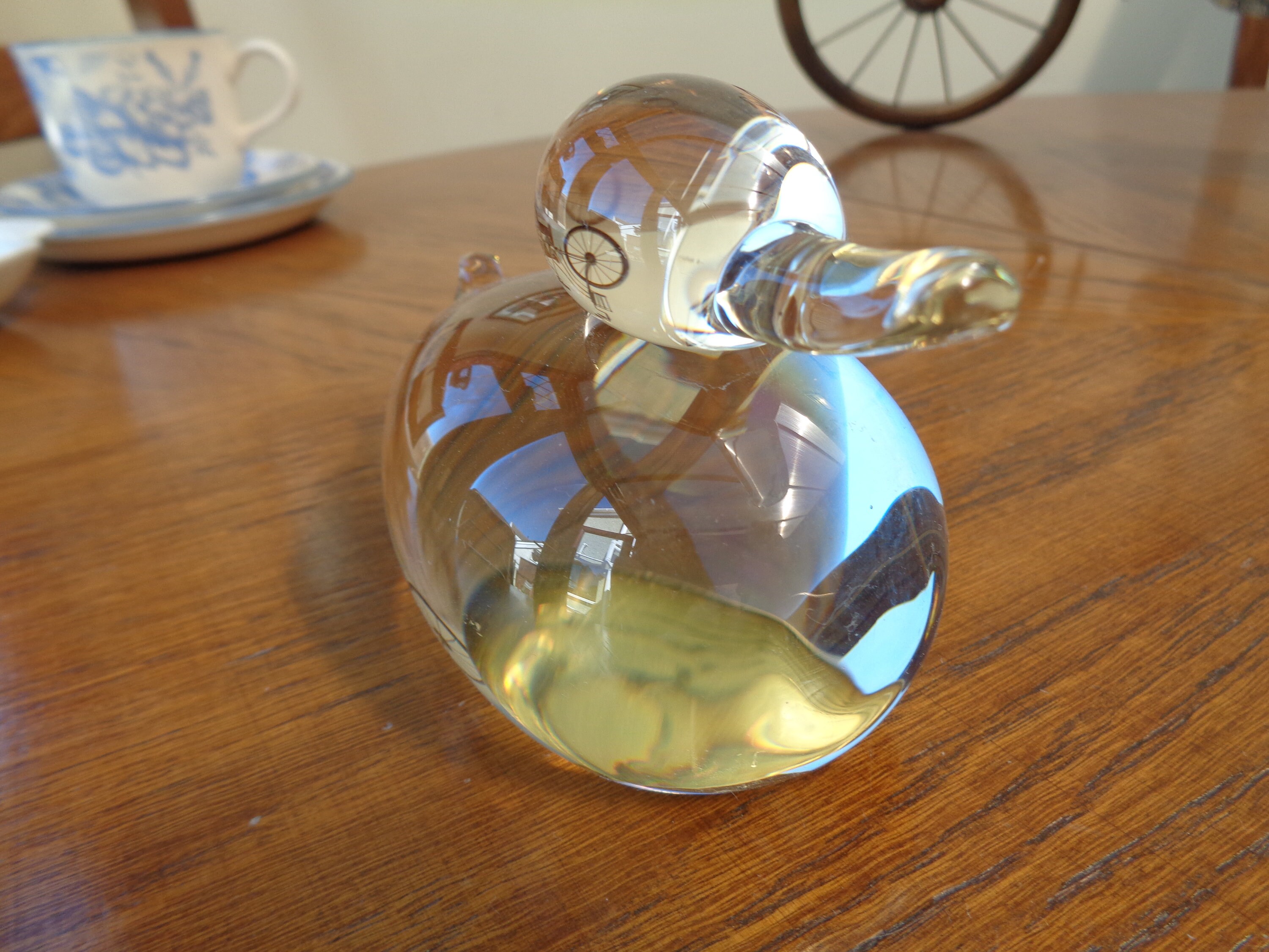 Glass Duck Figurine Clear Glass Art Duck Ornament Etsy