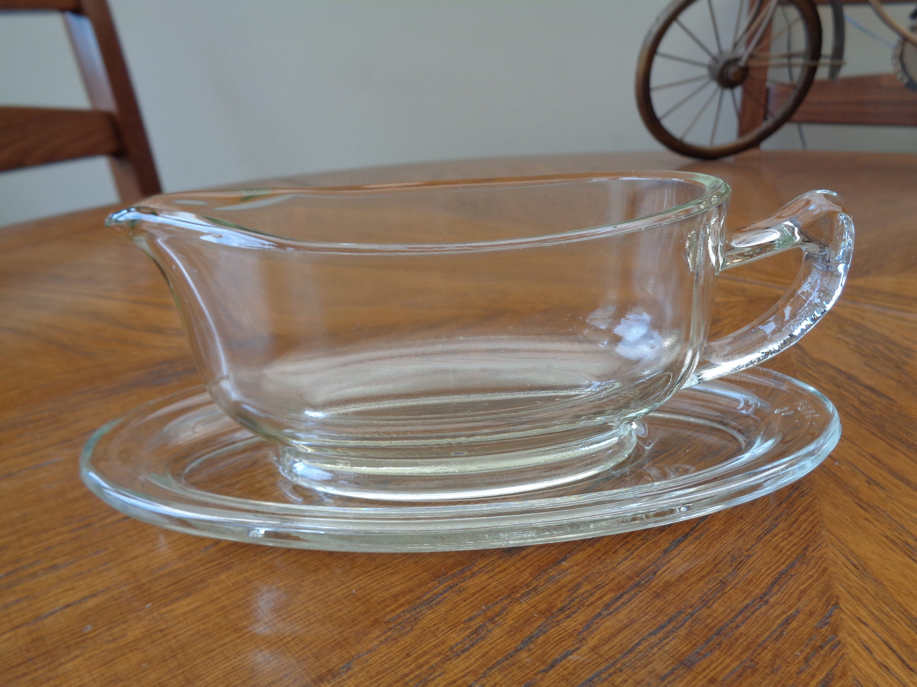 Gravy Boat Retro Clear Glass Pyres Gravy Boat with Drip Tray Etsy