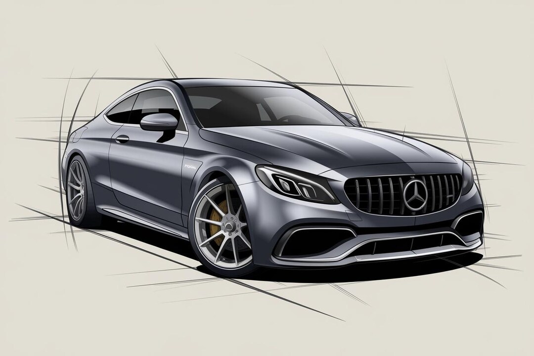 Mercedes-amg C63 W206 Sketch Art Print | Automotive Design Wall Art ...