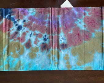 Multi Color Hand Dyed quilting cotton turquoise red blue half yard