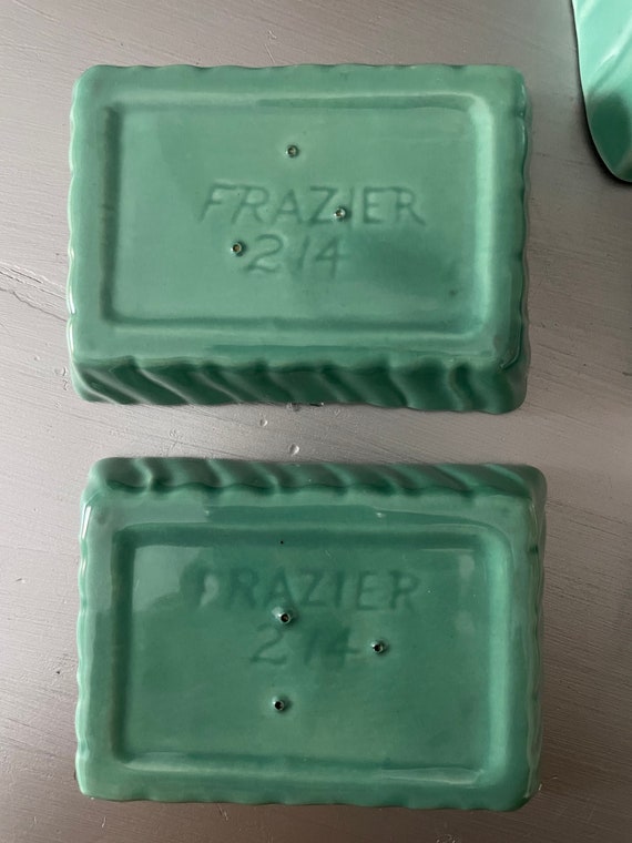 Trinket box vintage Frazier 212 turquoise with ro… - image 3