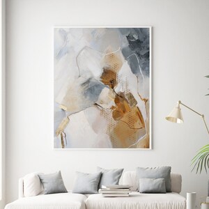 Brown Blue Abstract Painting Blue and Grey Abstract Wall Art - Etsy
