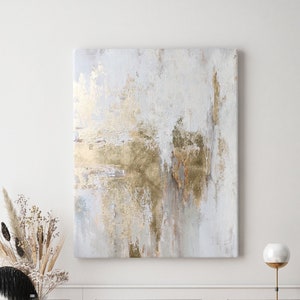 White and Gold Abstract Painting | Gold wall art | Gold Painting | Gold abstract wall Art | White and gold wall art | Gold artwork Cascade 5