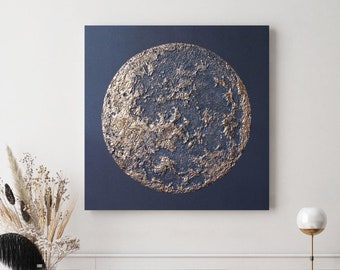 Gold Moon Painting | Moon painting canvas | Moon painting gold | Abstract moon painting | Moon painting original | Textured wall art Moon