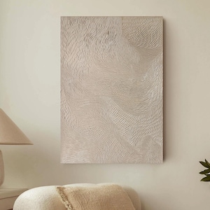 Textured Abstract Beige Painting | Beige textured wall art | Acrylic Beige minimal painting | Cream textured painting canvas | Fluency 5