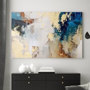 Blue and gold wall art | Blue abstract wall art | Abstract blue painting | Blue and gold painting | Acrylic painting on canvas | Avalanche 2