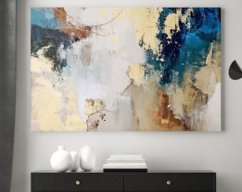 Blue and gold wall art | Blue abstract wall art | Abstract blue painting | Blue and gold painting | Acrylic painting on canvas | Avalanche 2