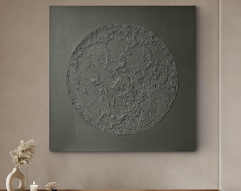 Pintura da Lua em tela | Pintura da Lua em acrílico cinza | Pintura abstrata da Lua | Pintura original da Lua | Arte de parede texturizada com a Lua | Lua cinza