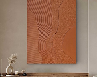 Terracotta Textured abstract painting | Scandinavian Wall Art | Terracotta wall art | Painting Textured Terracotta canvas art | Orange Nile