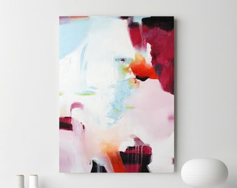 Red Pink Abstract | Wine Red Abstract | Red Blue Pink Painting | Red Blue Pink Wall art | Red Pink Abstract Painting | Bright combination