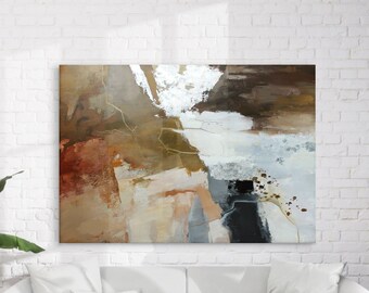 Painting Brown Silver Art | Orange brown abstract | Brown Silver Wall Art | Terracotta abstract canvas | Browm Silver Abstract Art | Silence