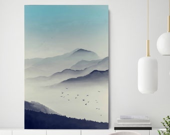 Landscape Oil Painting | Blue Landscape Painting | Mountains Painting | Landscape Wall Art | Landscape painting | Landscape art Morning Haze