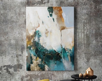 Emerald green wall art | Green abstract painting | Green and gold painting | Green and gold wall art | Emerald green painting | Cyclone 2
