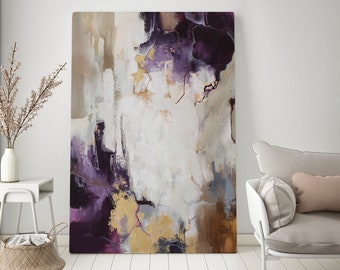 Purple and Gold Abstract Painting | Original Modern Art | Acrylic Abstract Artwork | Purple Abstract canvas Wall Art | Purple Painting Bloom