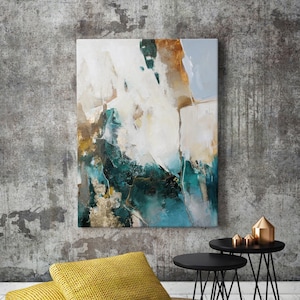 Arte de parede verde esmeralda | Pintura abstrata verde | Pintura verde e dourada | Arte de parede verde e dourada | Pintura verde esmeralda | Ciclone 2