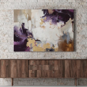 Purple Abstract painting | Purple abstract wall art | Purple gold painting | Purple gold wall art | Wall art abstract violet and gold |Flash