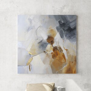 Brown Blue Abstract Painting Blue and Grey Abstract Wall Art - Etsy