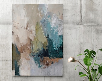 Painting Teal Green | Abstract Blue Wall Art | Blue Gray Wall art | Abstract Blue Painting | Tael green Painting | Teal Canvas art | Fall 3