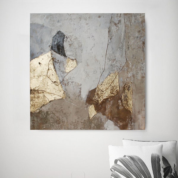 Gray and Gold Painting Etsy