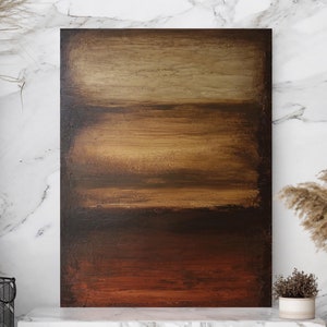 Black And Brown Minimalist Wall Art | Large Original Abstract Painting | Oversized Textured Canvas Art | Neutral Wabi-sabi Painting | Rust 2