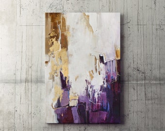 Lila und Gold abstrakt | Lila und Gold Wandkunst | Lila Leinwand Wandbild | Abstrakte Malerei Lila | Lila abstrakte Wandkunst | Blüte 2