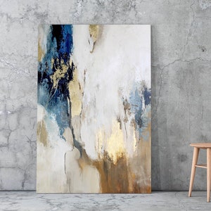 Original Abstract Art in Blue and Gold | Modern Abstract painting | Hand Painted Wall Decor | Best selling Abstract art | Flow 1