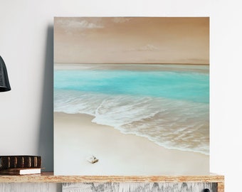 Pintura al óleo de paisaje marino / Arte mural de paisaje / Pintura al óleo de costa / Arte mural de paisaje marino / Arte mural de costa / Pintura costera / Horizonte naranja