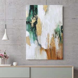 Print Green Gold Abstract | Poster Emerald Gold | Abstract Green Gold Canvas | Emerald Gold Art | Original Green Gold Artwork | Green Flow