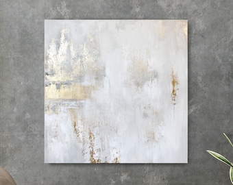 Gold Painting | Gold Abstract | White Gold Painting | Elegant White and Gold Acrylic Painting | White Gold Abstract Wall Art |Cascade 6