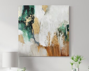 緑の抽象画 | 緑と金の抽象画 | 緑と金の絵画 | エメラルドグリーンの