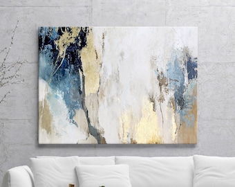 Print Blue gold | Blue gold print| Blue gold abstract print | Blue wall art decor | Horizontal Blue Gold Print | Blue abstract | Avalanche