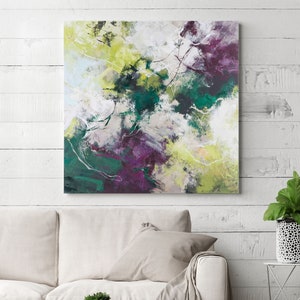 Green Purple abstract wall art | Green Purple painting | Green Purple canvas | Purple green wall art | Green purple modern wall art | Galaxy