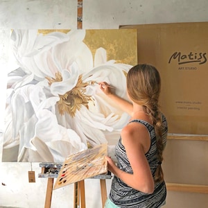 Peony Wall Art | Peonies painting | Large flower painting | Large Floral Painting | Peony on canvas | Peony painting original Silk Flowers 3