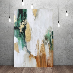 Green gold abstract | Green and gold painting | Painting abstract canvas acrylic green gold | Green wall art | Green and gold abstract |Flow